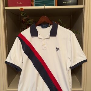 Polo by Ralph Lauren White, Red, and Blue Men's Polo Shirt